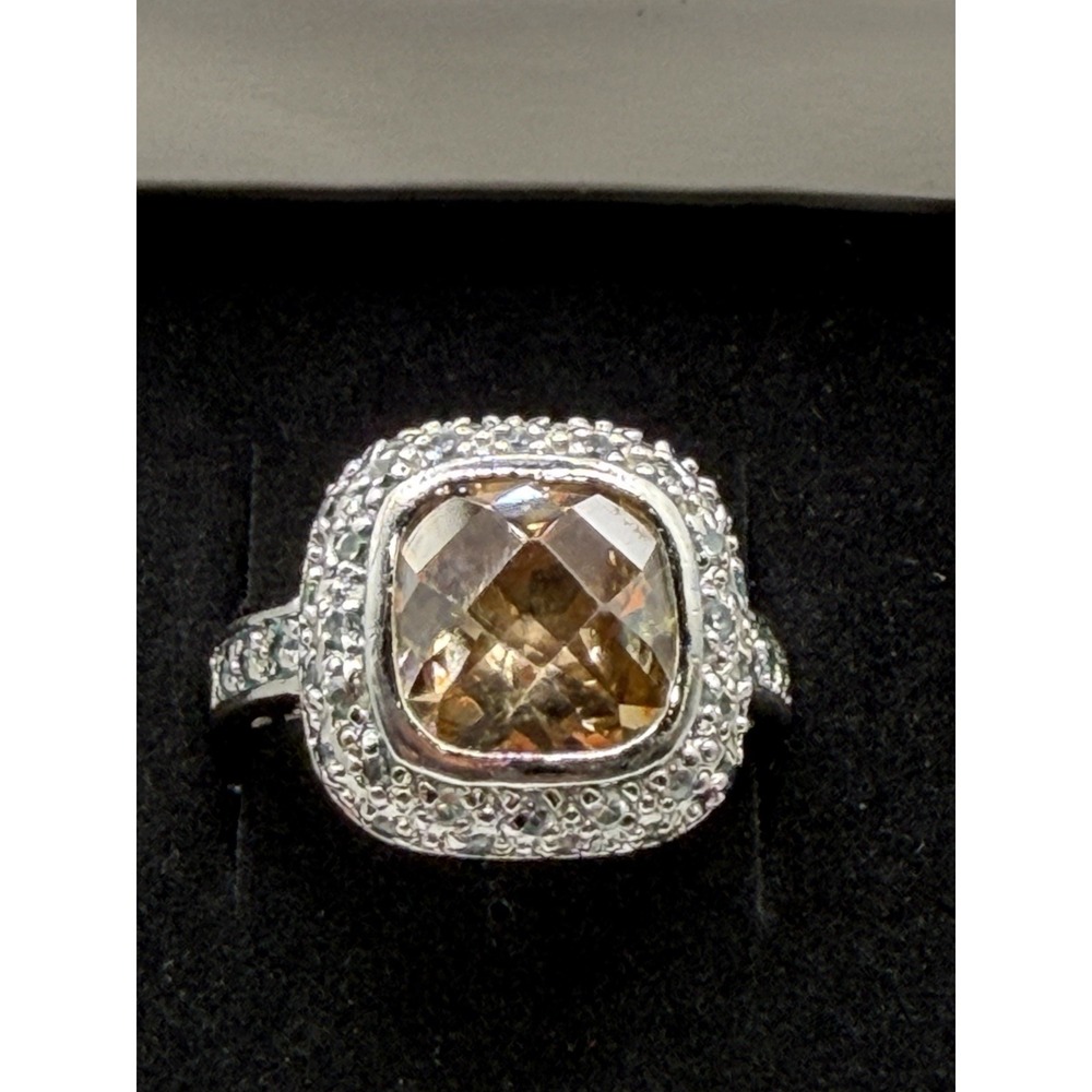 McBling Champagne Glass Cocktail Ring Rhinestone Statement Y2K Glam Size 8